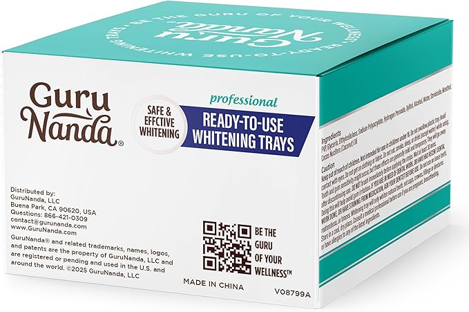 GuruNanda Ready-to-Use Prefilled Whitening Trays (7 Treatments) with 8% Hydrogen Peroxide to Remove Surface Stains, Fast & Easy Teeth Whitening for Sensitive Smiles