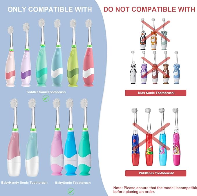 Baby Toothbrush Heads Compatible with Papablic BabyHandy/Toddler Sonic Electric Toothbrushes, Compatible with Brush-Baby BabySonic/Seago SG902/SG602, 5 Pack (8-18 Month)