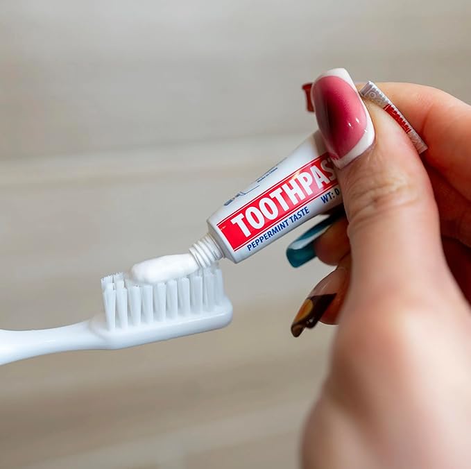 100 Pack 0.21 oz Peppermint Toothpaste for Hospitality, Hotel, Travel,Charity Homless Donation (100 Tubes 0.21 Ounces Each)