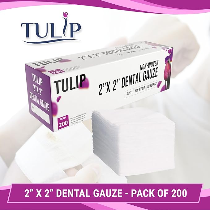 1000 Gauze Pads 2x2 4-Ply Non Woven Gauze Sponges - Non Sterile Dental Gauze & Esthetic Wipes - Soft All Purpose Medical Gauze Squares for First Aid Kit, Surgical, Wound Dressing by Tulip