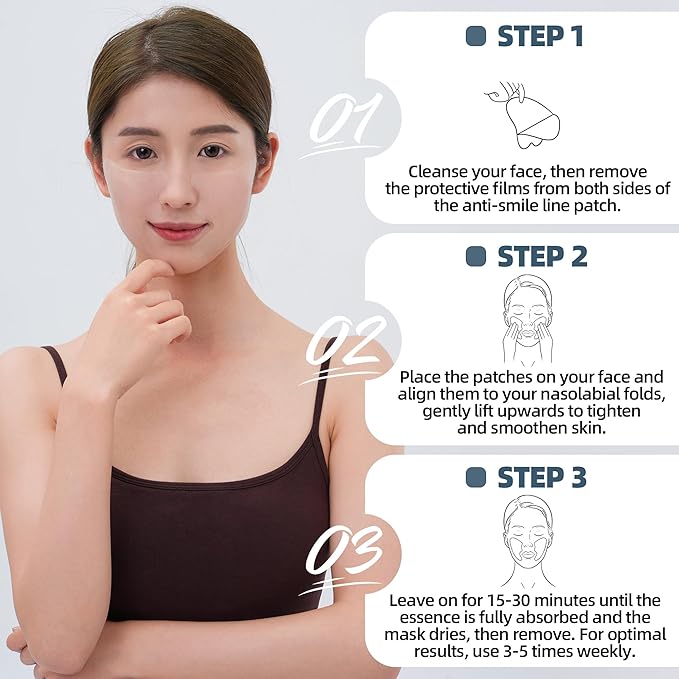 Smile Line Patches (12 pcs), Nasolabial Folds & Laugh Line Patches, Mouth Wrinkle Mask & Smoothing Patches, Smile Wrinkle Patch & Anti-Wrinkle for Face, Collagen Strip Facial Stickers