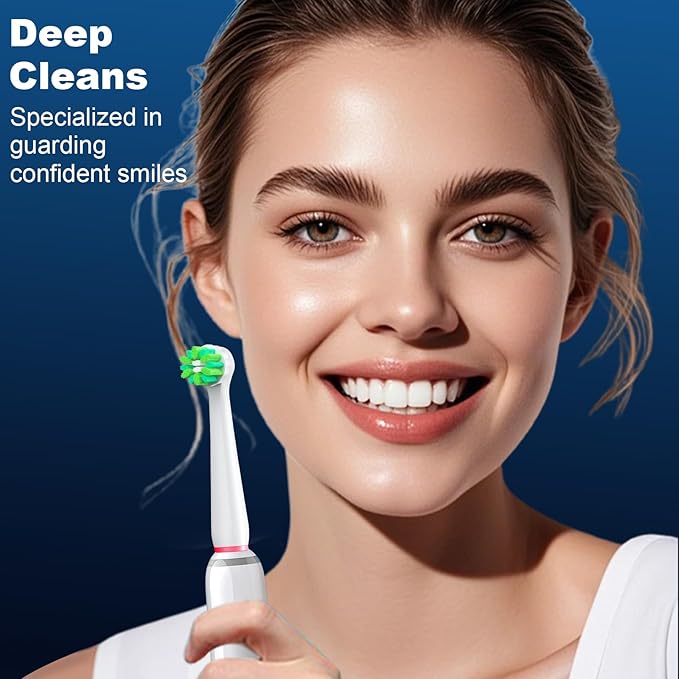 4 Count Cross Clean Replacement Heads Compatible with Oral B for Deep Clean, Brush Heads Compatible with Oral B Braun Pro 1000/500/Genius x Electric Toothbrush Heads (White)