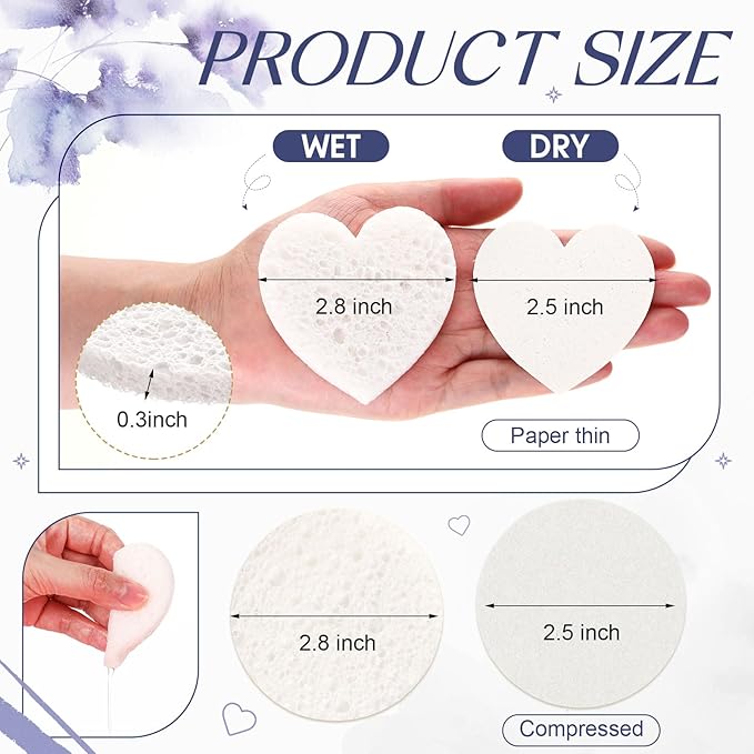 Loopeer 96 Pcs Compressed Facial Sponges with Container Disposable Face Sponge Pads for Washing Face Cleansing Exfoliating Esthetician Makeup Removal(White)