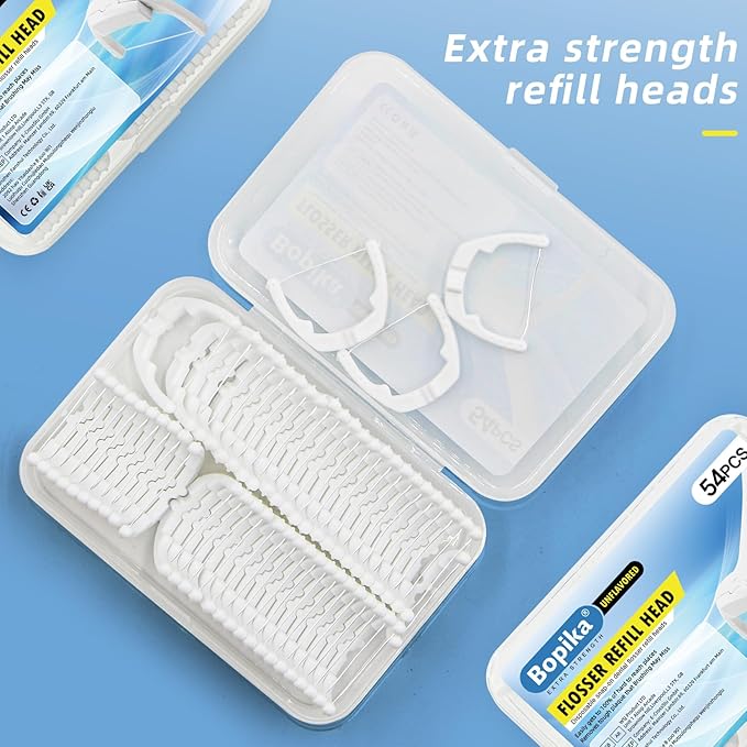 bopika Flosser Refill Head,Ultraclean Access Disposable Snap-On Flosser for Oral Care 54 Count (Pack of 1)