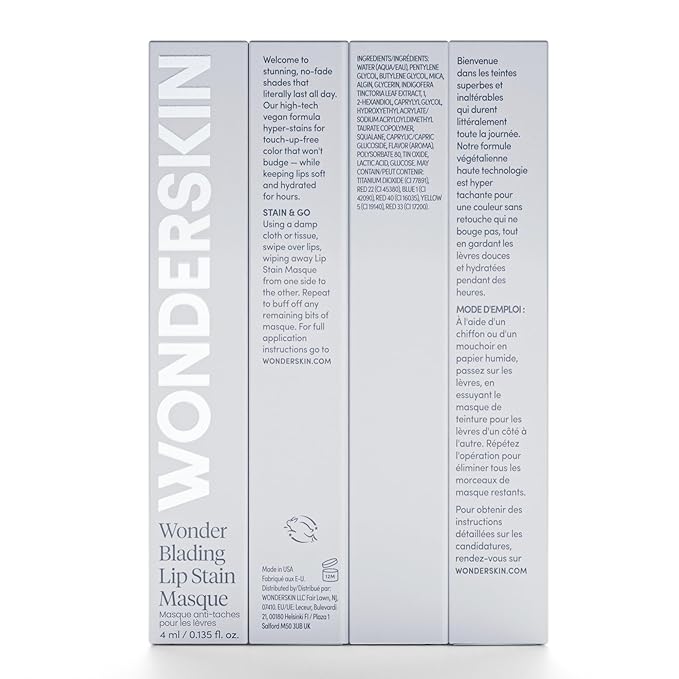 Wonderskin Wonder Blading Lip Stain Peel Off and Reveal Kit - Long Lasting, Waterproof Pink Lip Tint, Transfer Proof Natural Makeup Stain Kit (Crush)