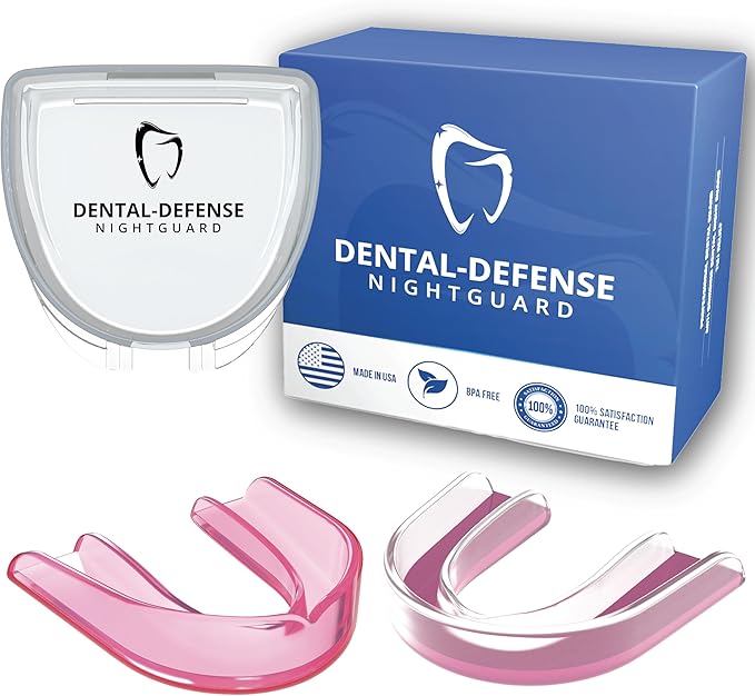 Mouth Guard for Grinding Teeth at Night, Dental Guard for Sleeping at Night, Night Guard for Bruxing and Clenching, Nighttime Protection for Teeth, Premium Tech and Comfort 2 Pack (Pink/Pink)