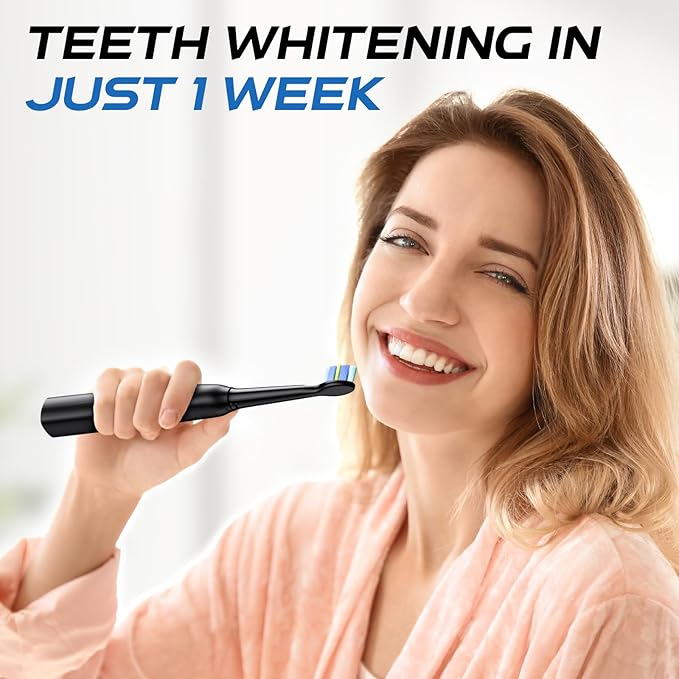 YUNCHI Electric Toothbrush for Adults, Battery Toothbrush, Rechargeable Sonic Electric Tooth Brush with 8 Brush Heads, 5 Modes & 2 Minutes Smart Timer, IPX7 Waterproof, One Charge for 30 Days, Black