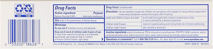 Arm & Hammer Advance Toothpaste Baking Soda Peroxide Tartar Control, White, 6 Ounce