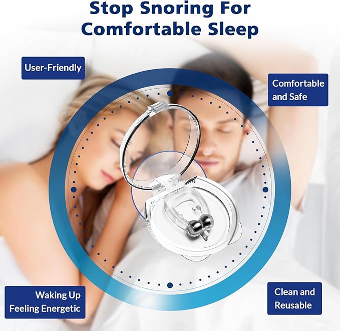 Nasal Dilators for Sleeping, Anti Nose Clip to Ensure Deep Sleep, Snoring Nose Clip Nose Magnet for Breathing Strip, Effective Anti Snoring Devices, Snoring Solution for Men and Women, Clear