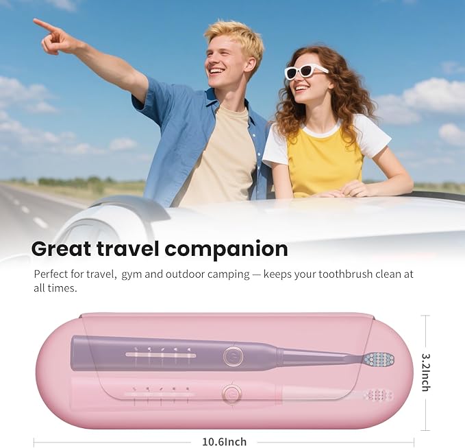 Silicone Electric Toothbrush Travel Cover, Toothbrush Travel Containers Bag Case,Keeps Toothbrush Fresh and Clean, Fits Most Manual and Electric Toothbrushes - Pink