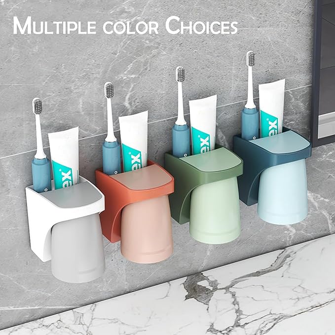 Toothbrush Holders for Bathroom,Wall Mounted Magnetic Cup Set, sgzscl Electric Toothbrushes Storage Organizer Space Saving Holders for Water pik Oral B, Father Mother and Son/Daughter (Lightgrey)