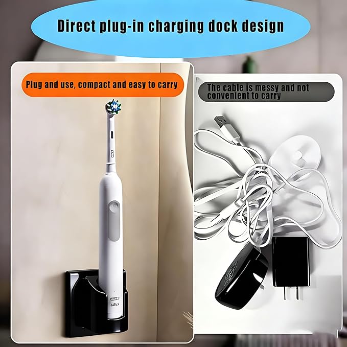 Wall Charger for Oral B Electric Toothbrush, Compatible with Oral B iO3 iO4 iO5 iO6 PRO/DB Series Inductive Charging Base Model 3757(Not Suitable for Toothbrush with Diameter Exceeding 3cm)(Black)