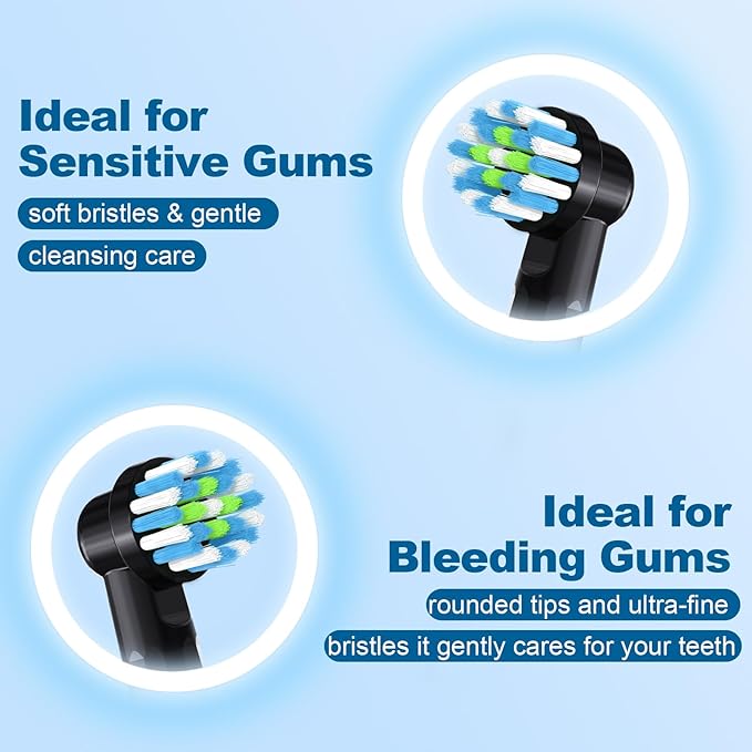4 Pcs Replacement Toothbrush Heads Compatible with Braun Oral B Pro 1000/7000/9600/5000/3000, Precision Senesitive Brush Heads Refills for Genius X and Smart 1500 Electric Toothbrush (Black)