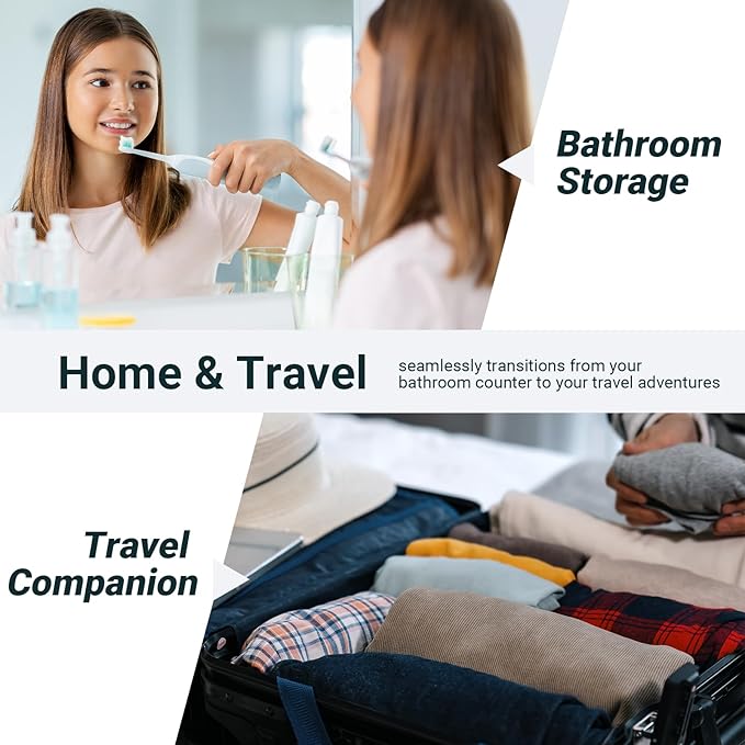 Nincha Compact Electric Toothbrush Travel Case, EVA Protective Storage Bag for Philips Sonicare/Oral-B, Waterproof Portable Carrying Case with Mesh Pocket & Elastic Bands (Blue)