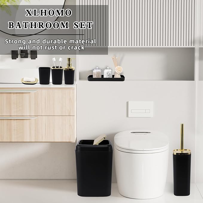 Bathroom Accessories Set - 26PCS Black Bathroom Set, Bathroom Accessory Set with Shower Curtain and Rugs and Bathtub Mats for Home