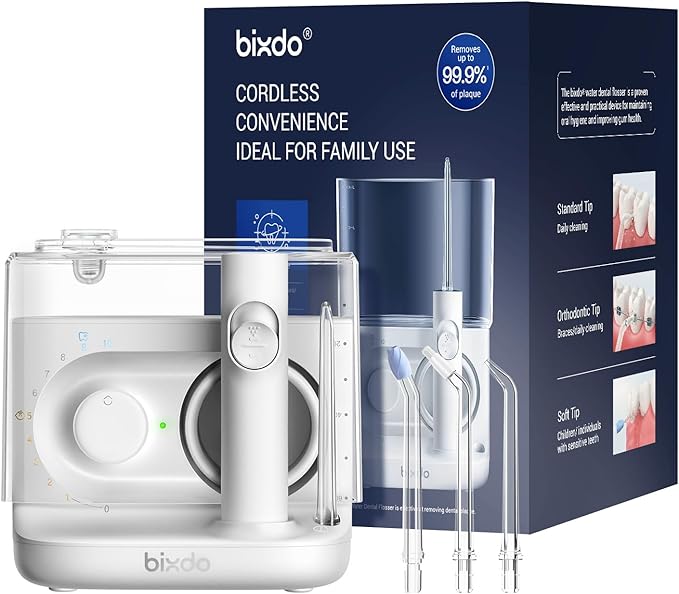 Cordless Water Flosser with Collapsible 600ml Tank - Portable Oral Irrigator for Braces & Travel, Space-Saving Design, 10-100PSI Pressure, 60-Day Battery Life