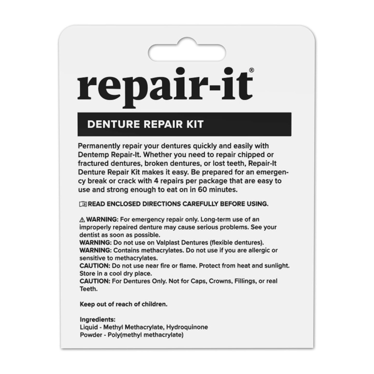 Dentemp Repair Kit - Repair-It Advanced Formula Denture Repair Kit (Pack of 2) - Repairs Broken Dentures, Mends Cracks and Replace Loose Teeth