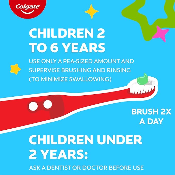Colgate Kids Bluey Toothpaste with Fluoride for Cavity Protection, Ages 2+, ADA Accepted, Sugar Free and Gluten Free, Bubble Fruit Flavor, 4 Pack, 4.6 Oz Tubes