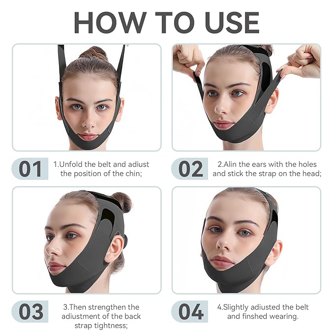 Chin Strap for Sleeping, V Line Lifting Mask & Double Chin Reducer, Reusable Material for Jawline Face Slimming, 3D Breathable and Comfortable Design