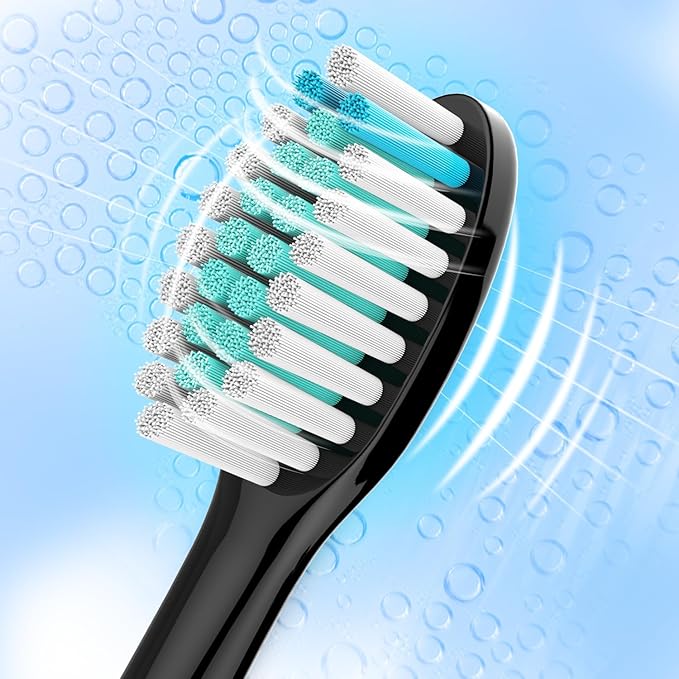BUKURII Toothbrush Replacement Heads Compatible with Philips Electric Toothbrushes, 8Pcs, Black, Refills for Sonicare Snap-on Brush Handles 1100 2100 4100 5100, Replace for A3 C2 C3 G2 G3