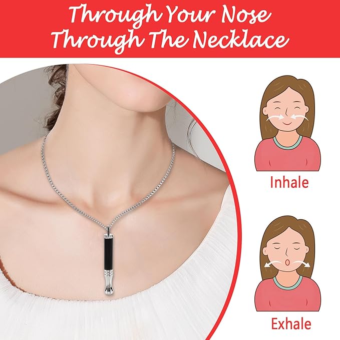 Breathe Free Necklace | Smoke-Free Breathing Aid with 7 Flavored Cartridges for Relaxation, Mindfulness, and Oral Comfort | Reusable Sensory Device for Calm and Focus
