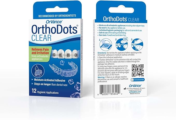 ORVANCE Orthodontic Wax, Clear Moisture Activated Braces Wax Alternative for Pain Relief, 72 Count