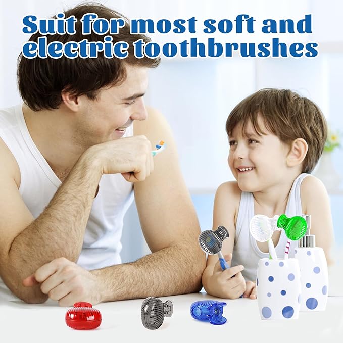 UCEC 6 Pack Toothbrush Covers - Protector Head Caps with Plastic Clip for Travel, Camping, Bathroom, School, Business