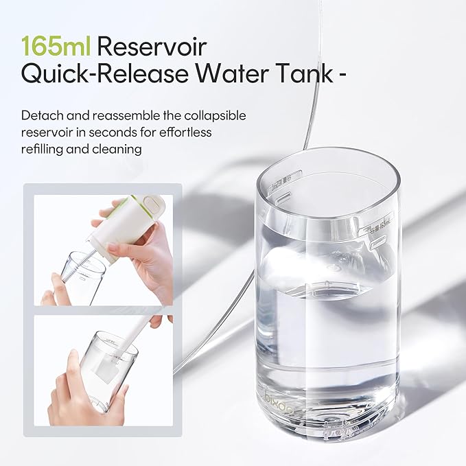 Water Flosser Portable for Travel - Mini Water Flosser with 3 Modes, IPX7 Waterproof, 360° Nozzles, Cordless Water Dental Flosser for Teeth Cleaning Flossing for Adults, Braces & Sensitive Gums