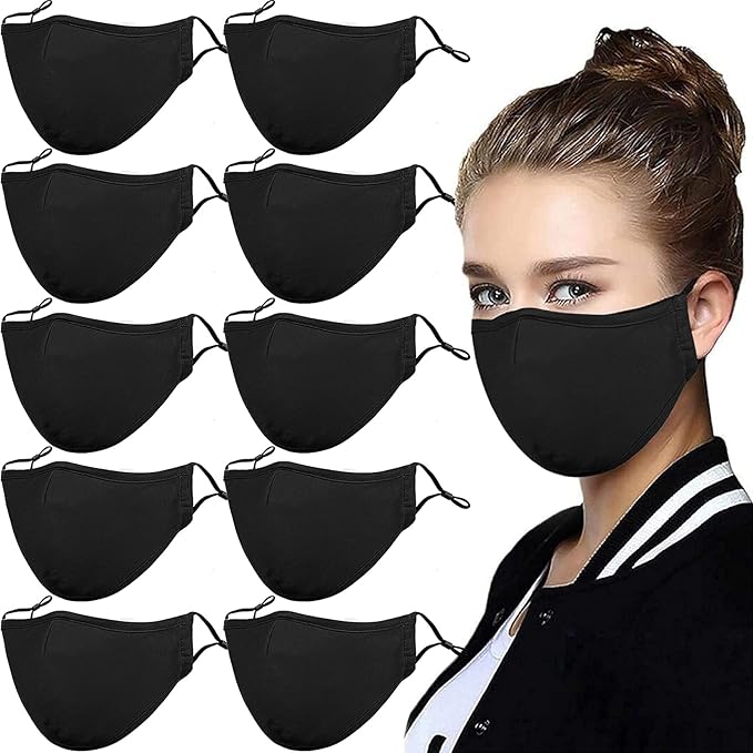 Black Reusable Breathable Cloth Face Protection,Adjustable Washable Male and Women Fashion Face Protection Cover