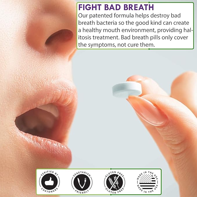 Oral Probiotic Supplement with BLIS K12 4 Billion CFU - Now Dairy Free - Doctor Formulated 30 Day Supply Bottle for Bad Breath, Strep, Cavities, Gum and Oral and Dental Health - Sugar Free - USA Made