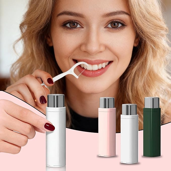 Portable Floss Dispenser with 100 Pcs Dental Floss, 2026 New Dental Floss Dispenser Dental Floss Picks Case, Refillable Automatic Travel Floss Pick Organizer Pocket Floss Boxes (6 Pcs Mix Color)