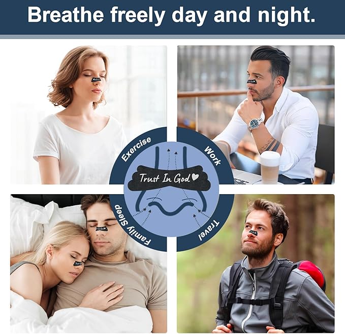 32Pcs Nasal Strips for Snoring - Extra Strength Nose Strips for Breathing - Nose Tape for Sport, Work and Sleep - Anti Snoring Strips Help Stop Snoring and Nasal Congestion Relief