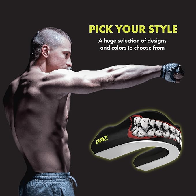 DAMAGE CONTROL Extreme Impact Mouth Guard – Sports Mouthguard for Boxing, MMA, BJJ, Hockey, Rugby, Lacrosse, & More – Mouthpiece for Teeth & Jaw Protection (Adult, Bitemare EI)