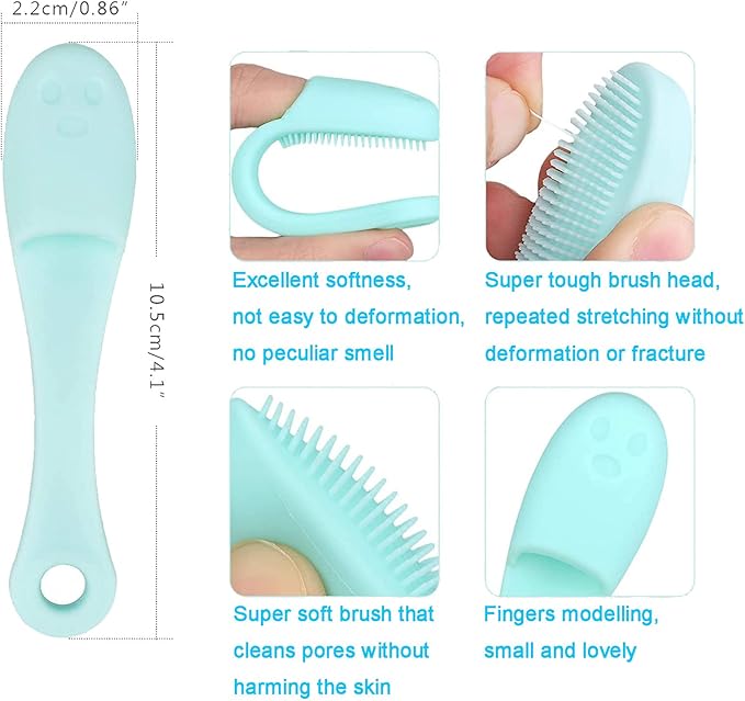 5-Pack Soft Silicone Manual Facial Cleansing Brushes, Face Scrubber Cleanser Brush for Gently and Effectively Cleaning, Removing Blackheads and Massaging