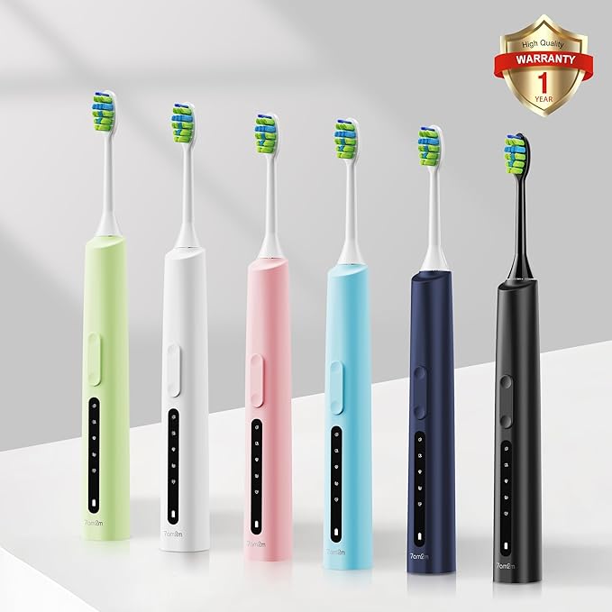 7AM2M Sonic Electric Toothbrush for Adults and Kids, 40000VPM Power Toothbrushes, USB-C Rechargeable with 4 Brush Heads, 5 Modes, 2 Minutes Built in Smart Timer, One Charge for 60 Days (Green)