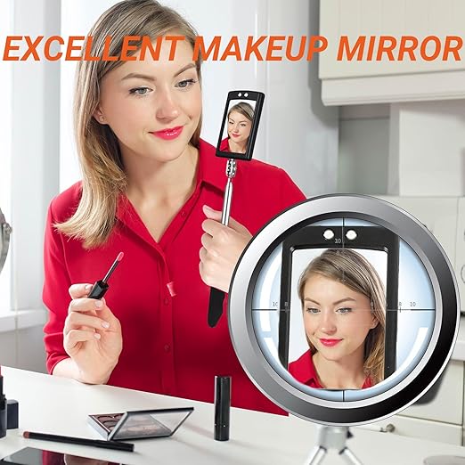 HERKING Stocking Stuffers for Men - Telescoping Inspection Mirror with LED Light, Square Mechanic Mirror Tool, Christmas Gifts for Men, Mens Gifts Idea for Dad, Husband, Boyfriend, Handyman