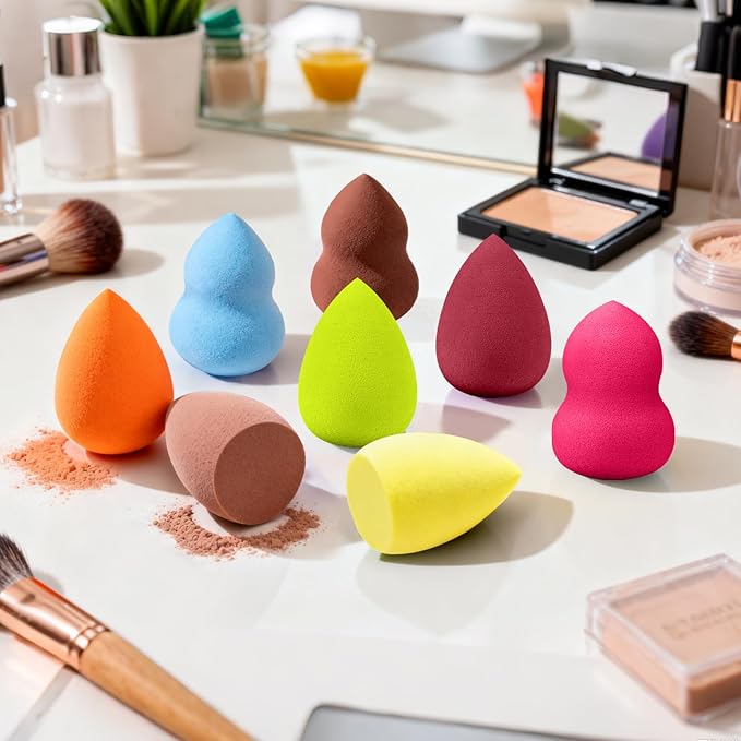 15 Pcs Multicolor Makeup Sponge Set - Latex-Free, Soft & Reusable Beauty Blender Sponges for Wet/Dry Use Blending Powder Puff for Foundation & Concealer Washable Makeup Sponges