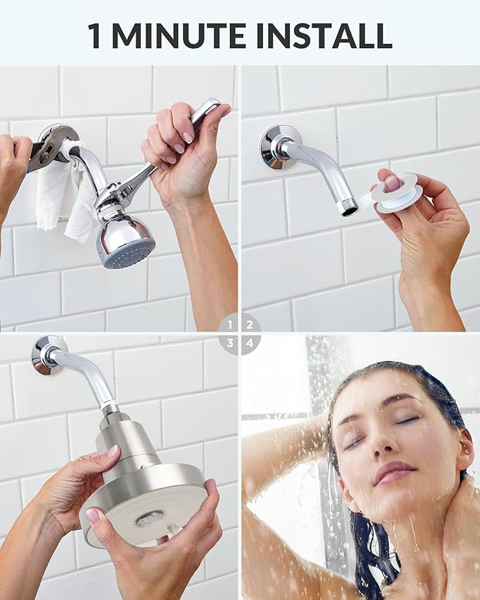 Filtered Shower Head for Hard Water, Removes Chlorine, KDF-55 Filter Dermatologist Recommended for Softening Hard Water (BNP)