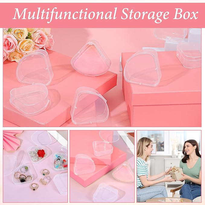 12 PCS Triangle Powder Puff Holder Cases Clear Makeup Sponge Protective Container Portable Cosmetic Puff Box Travel Beauty Blender Holder Clear Reusable Dust Proof Protective