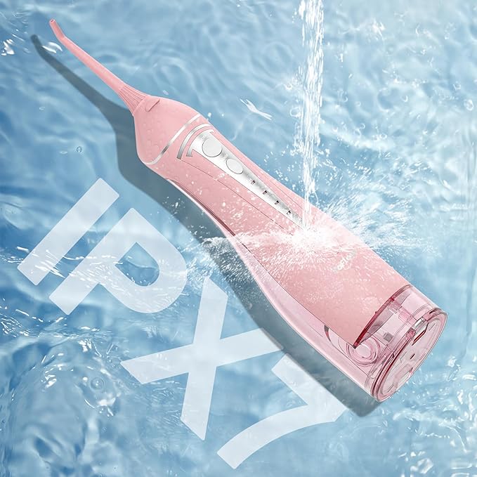 Water Flosser Teeth Pick: Rechargeable Cordless Oral Irrigator 300ML Portable Water Flosser for Braces IPX7 Waterproof Electric Waterflosser for Teeth Cleaning C101 Pink