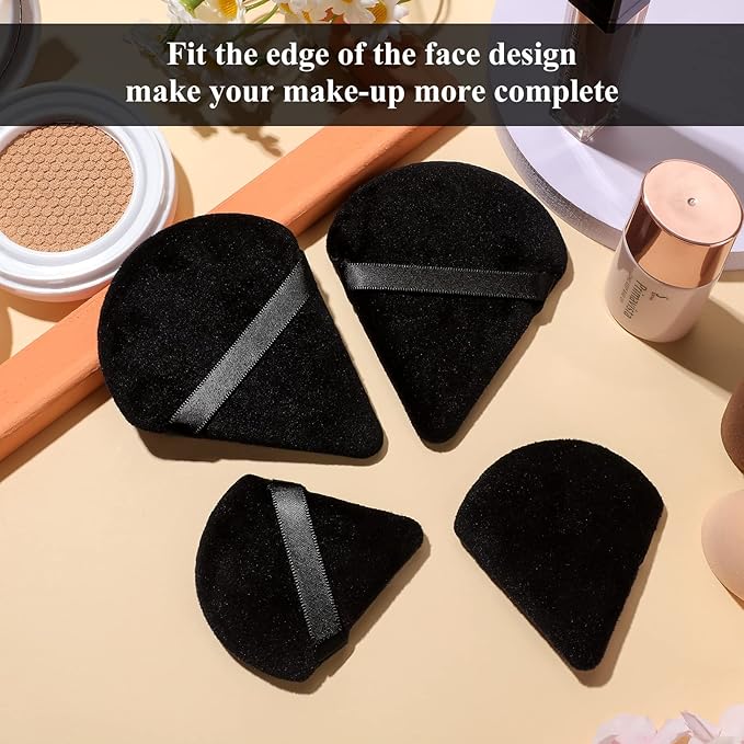Maitys 12 Pieces Powder Puff Triangle Face Makeup Cosmetic for Loose Powder Soft Body Washable Reusable Foundation Sponge Mineral Wet Dry Makeup Tool for Women(Large, Small,Black)