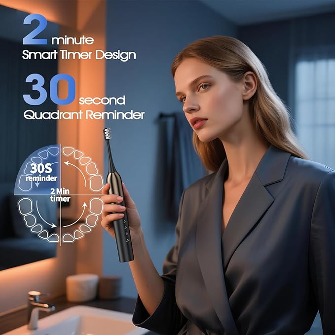 Sonic Electric Toothbrush for Adults - 41,000 VPM Deep Clean with 4 Brush Heads, 5 Modes, 100-Day Battery Life, IPX7 Waterproof Rechargeable Toothbrushes Built-in Smart Timer | Perfect for Home/Travel