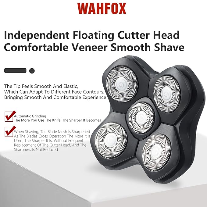 Universal 5 Blades Magnetic Head Shaver replacement Blades Compatible with FREEDOM BIRD shaver 5 blade head shaver replacement heads