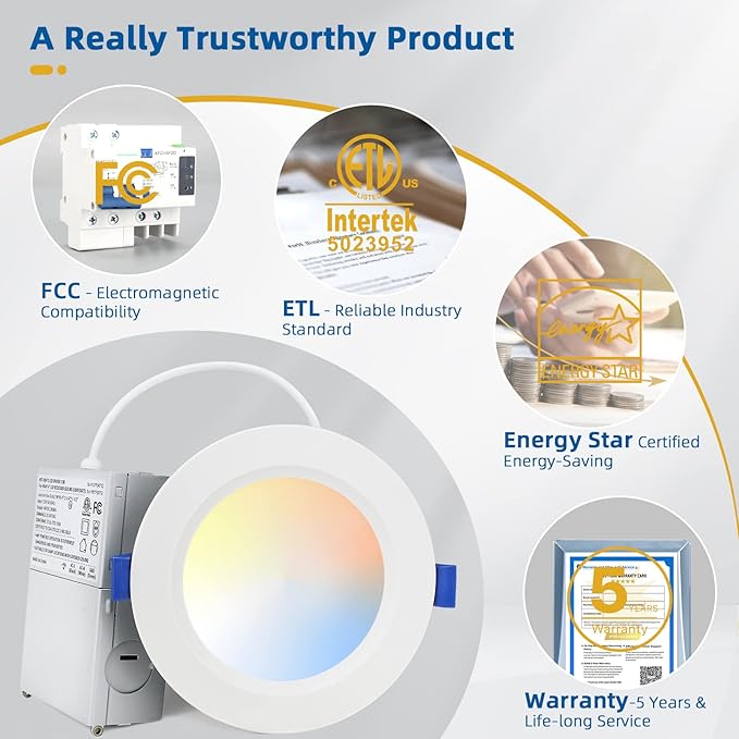 12 Pack 4 inch Recessed Lighting, Ultra-Thin LED Canless Recessed Lighting, Retrofit Dimmable Recessed Lights, 2700K/3000K/3500K/4000K/5000K Selectable,1200LM 12W - ETL & Energy Star Certified