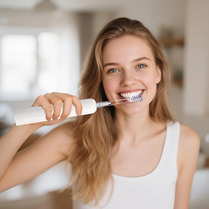 Electric Toothbrush Wave Oscillation & Vibration Sonic Tooth Brush for Adults BASS-Brushing Technique Travel Rechargeable Toothbrushes 4 Soft Bristle Replace Heads IPX7 Gifts for Men Women White