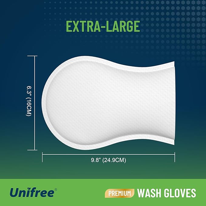UNIFREE Disposable Washcloths Wet Wipes Adult Washcloths 120 Count Glove-shape