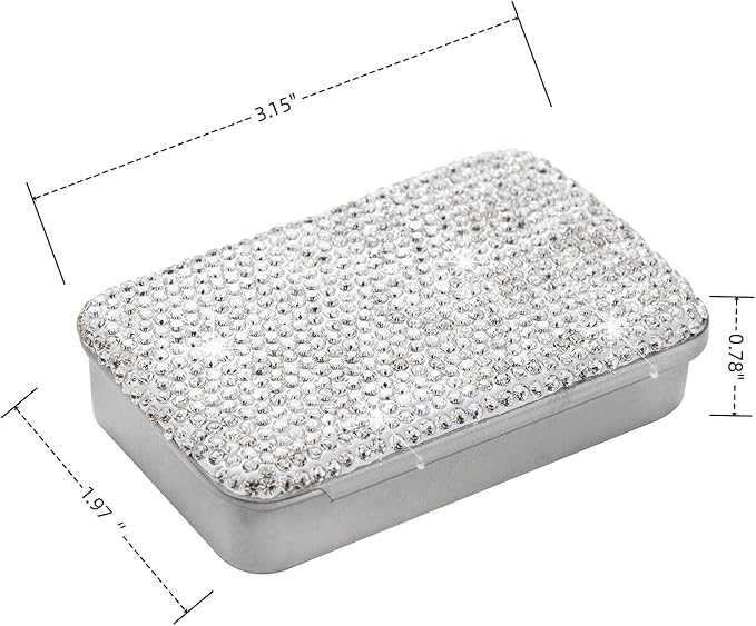 2pcs Dental Floss Holder Bling Gum Container Small Metal Tin Box Case for Q-tip,Cotton Swab(Black