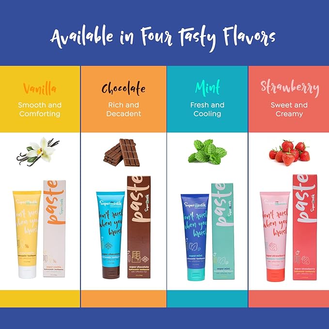 SuperMouth Fluoride-Free Toothpaste – Remineralizing Nano Hydroxyapatite with Vitamins D3 & K2 – Whitens & Eases Sensitivity – Gentle for Kids, Adults & Pregnant Women – 4 Delicious Flavors
