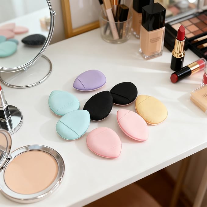 30 Pcs Mini Powder Puffs & mini makeup sponge Set - setting powder puff, Dual-Use (Dry/Wet) for Foundation, Concealer & Eyeshadow - Soft, powder puffs &makeup puff Makeup Sponges with Storage Box