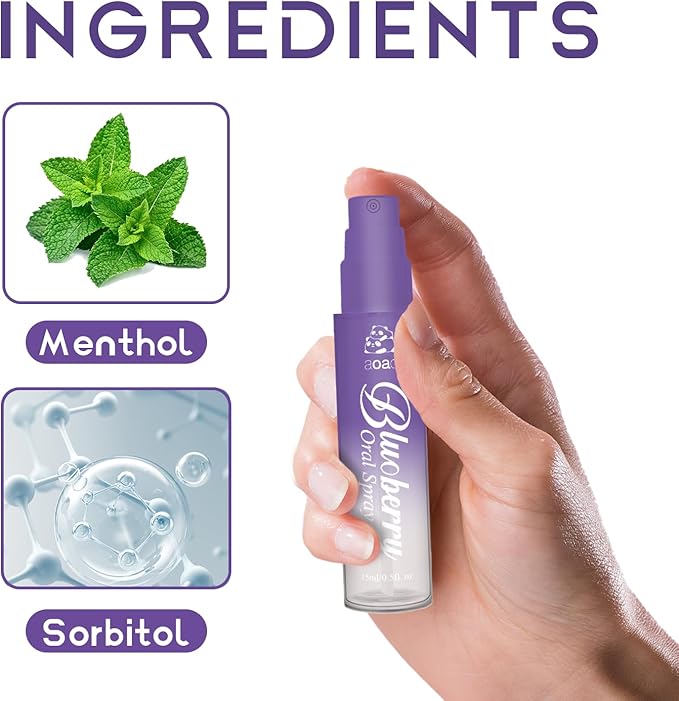 Oral Spray for Adults, Mouth Freshening Spray, Portable Peppermint Oral Freshener, Alcohol & Fluoride-Free Oral Care Mouth Spray, Travel, Dates, Office, Dry & Bad Breath,0.5fl.oz (Pink/Purple)